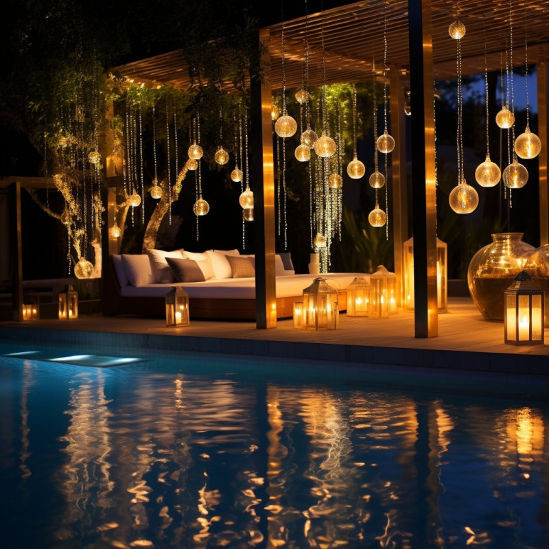 Evening at the pool with dinner and cocktails